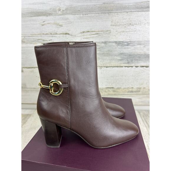 Johnston & Murphy Charlotte womens 8 1/2 brown leather bit ankle bootie new - Picture 3 of 10